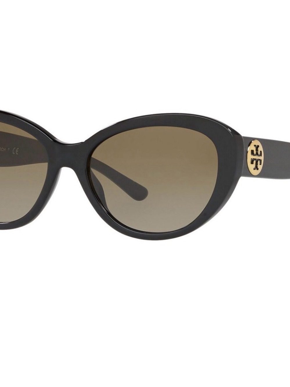 NEW TORY BURCH SOLD OUT Black Cat Eye Sunglasses Green Gradient Lens & Case - Picture 9 of 9